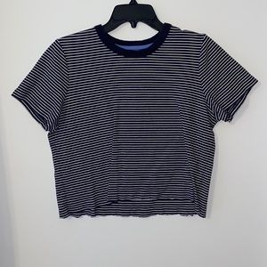 Black & White Striped Crew Neck T-Shirt